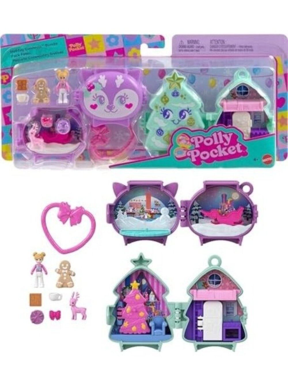 Mattel Polly Pocket Holiday Connects Bundle Compact 2-Pack collectible